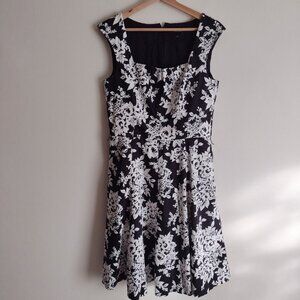 White House Black Market Black and White Floral Midi Dress